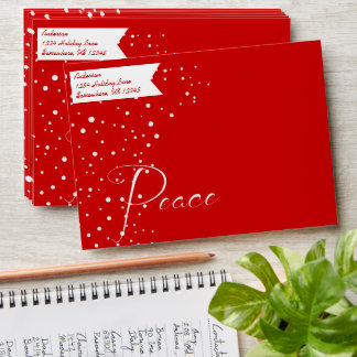 Red and White Peace Merry Little Christmas Envelope