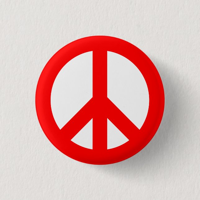 Red and White Peace Symbol Button (Front)
