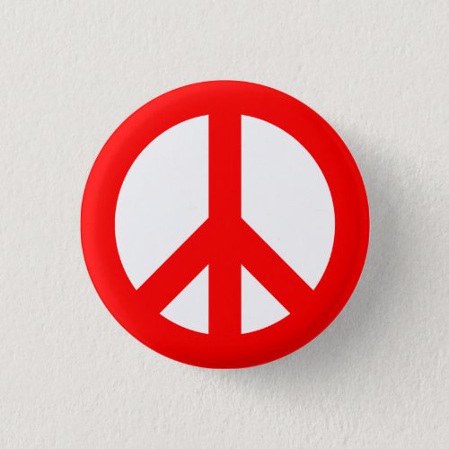 Red and White Peace Symbol Button