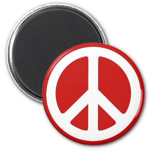 Red and White Peace Symbol Magnet