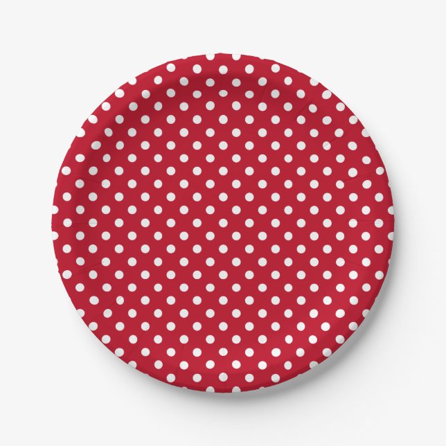 Red and White Peas Pattern Paper Plates (Front)