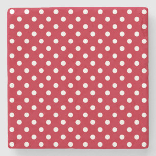 Red and White Peas Pattern Stone Coaster