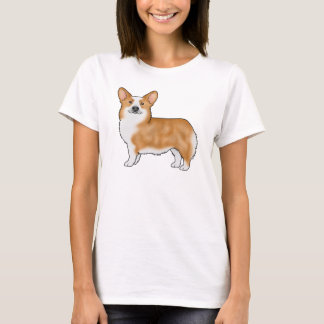 Red And White Pembroke Welsh Corgi Cartoon Dog T-Shirt