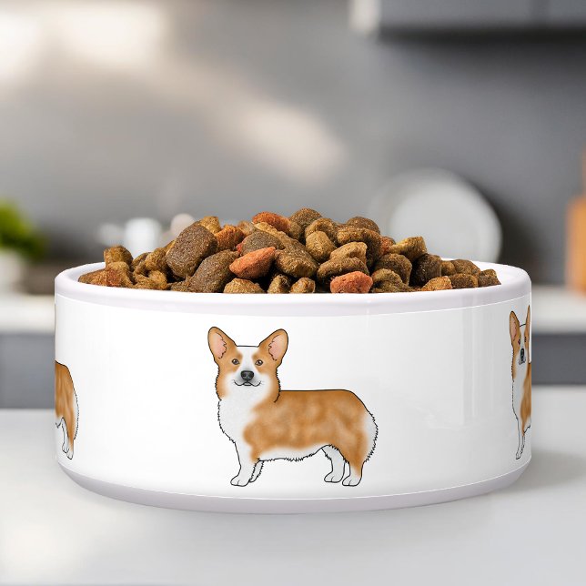 Red And White Pembroke Welsh Corgi Cartoon Dogs Bowl (Creator Uploaded)