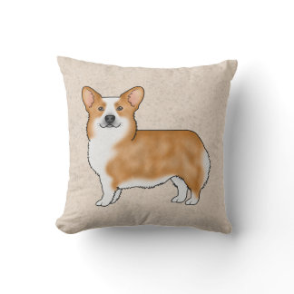 Red And White Pembroke Welsh Corgi Cute Dog Design Throw Pillow