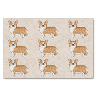 Red And White Pembroke Welsh Corgi Dog Art Pattern Tissue Paper