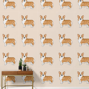 Red And White Pembroke Welsh Corgi Dog Art Pattern Wallpaper