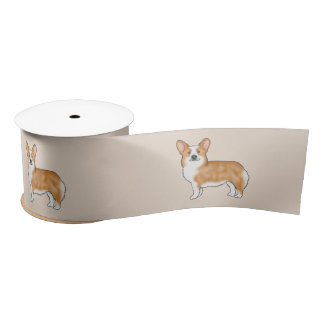 Red And White Pembroke Welsh Corgi Dog Breed Art Satin Ribbon