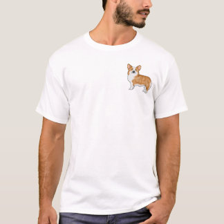 Red and White Pembroke Welsh Corgi Dog Drawing T-Shirt