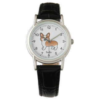 Red And White Pembroke Welsh Corgi Dog & Name Watch