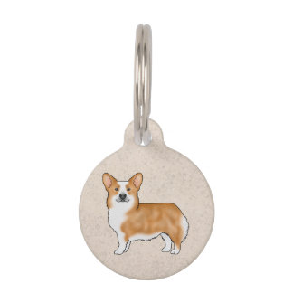 Red and White Pembroke Welsh Corgi Dog Standing Pet ID Tag