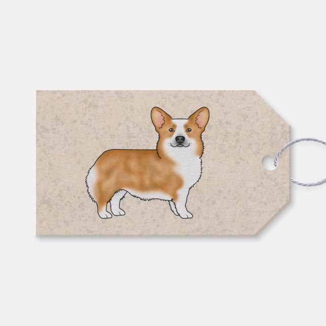 Red And White Pembroke Welsh Corgi Graphic Design Gift Tags (Front (Horizontal))