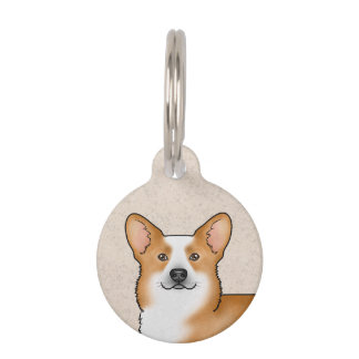 Red and White Pembroke Welsh Corgi Head Pet Art Pet ID Tag
