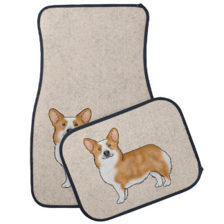 Red And White Pembroke Welsh Corgi Pet Art Design Car Floor Mat