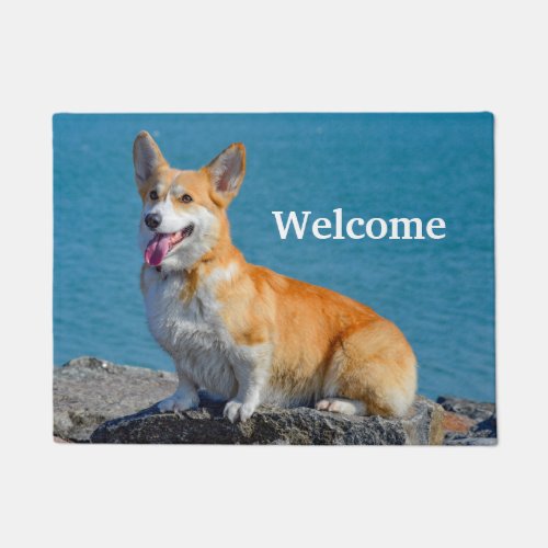 Red and White Pembroke Welsh Corgi Puppy Dog Doormat