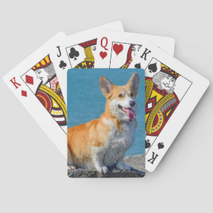 Red and White Pembroke Welsh Corgi Puppy Dog Poker Cards