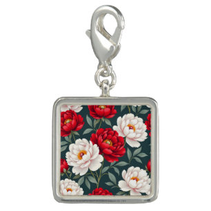 Red and white peony flowers charm