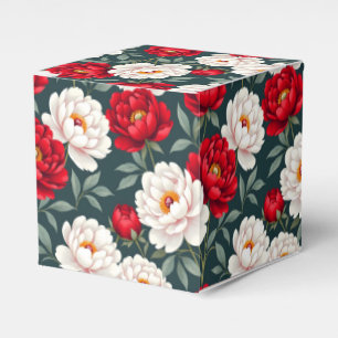 Red and white peony flowers favor boxes
