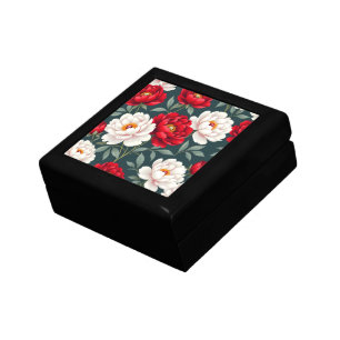Red and white peony flowers gift box