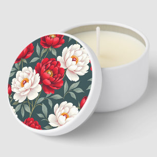 Red and white peony flowers mini candle favors