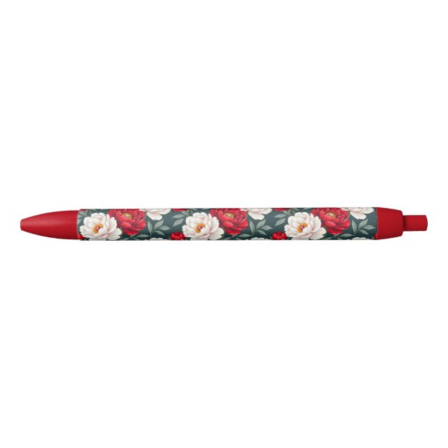Red and white peony flowers  pen (Front)