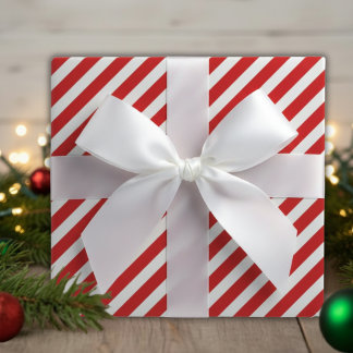 Red And White Peppermint Candy Cane Striped Wrapping Paper