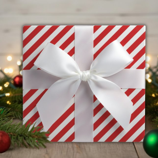 Red And White Peppermint Candy Cane Striped Wrapping Paper (Creator Uploaded)