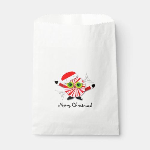 Red and White Peppermint Candy Christmas Party Favor Bag
