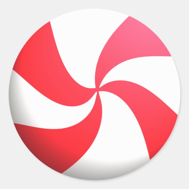 Red and White Peppermint Candy Classic Round Sticker (Front)