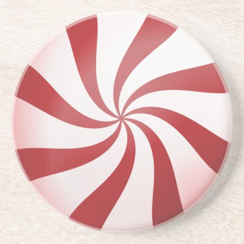 Red and White Peppermint Candy Coaster