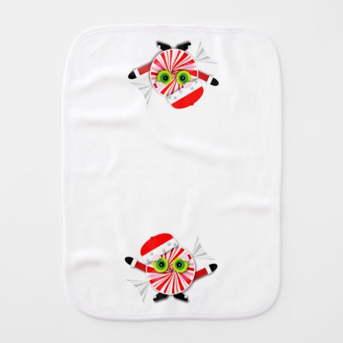 Red and White Peppermint Candy Kawaii Cartoon Baby Burp Cloth