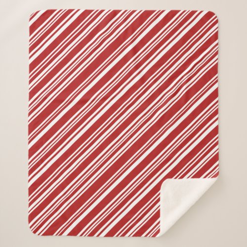 Red and White Peppermint Candy Stripes Sherpa Blanket