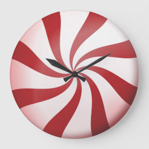 Red and White Peppermint Candy Wall Clock