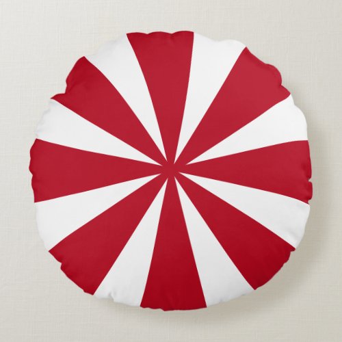 Red and White Peppermint Round Pillow