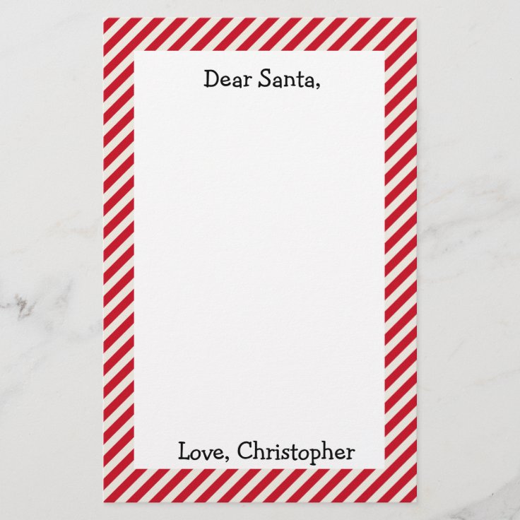 Red and White Personalized Dear Santa Letter Stationery | Zazzle