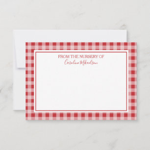Red and White Personalized Gingham Pattern Thank You Card