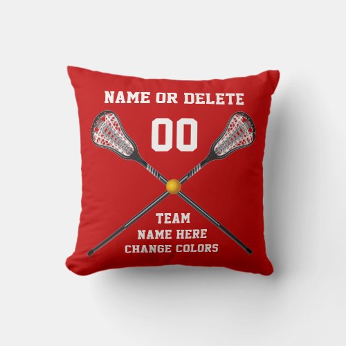 Red and White Personalized Lacrosse Pillow