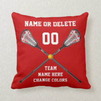 Red and White Personalized Lacrosse Pillow