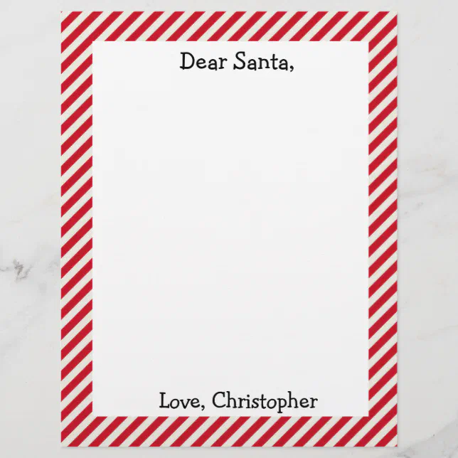 Red And White Personalized Letter To Santa Letterhead 