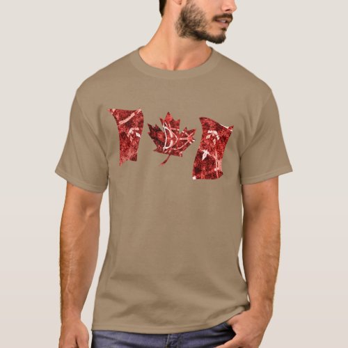 Red and White Petroglyph Abstract Canada Flag T_Shirt