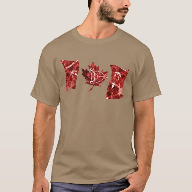 Red and White Petroglyph Abstract Canada Flag T-Shirt (Front)