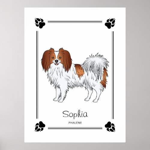 Red And White Phalne And Personalized Dog Name Poster
