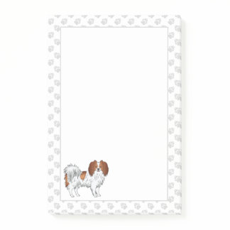 Red And White Phalène Cartoon Dog With Paws Post-it Notes