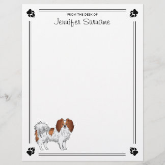 Red And White Phalène Cartoon Dog With Your Text Letterhead