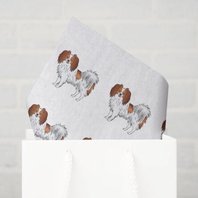 Red And White Phalène Cartoon Dogs Pattern Tissue Paper (Gift Bag)