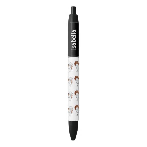 Red And White Phalne Cute Dogs With Custom Name Black Ink Pen