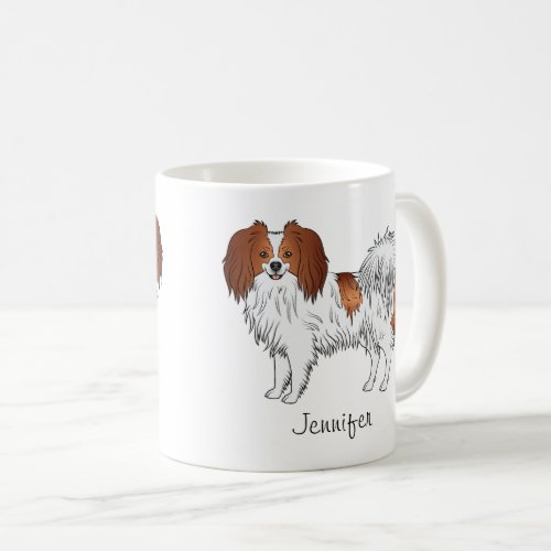 Red And White Phalne Dog With Custom Name Coffee Mug