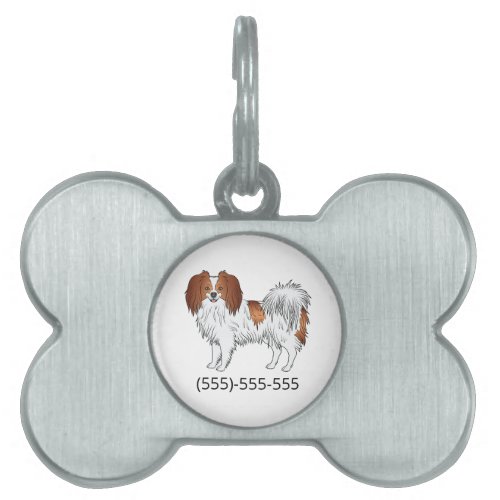 Red And White Phalne With Custom Phone Number Pet ID Tag