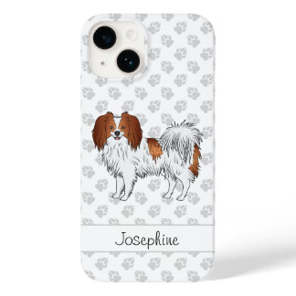 Red And White Phalène With Paws And Custom Name Case-Mate iPhone 14 Case