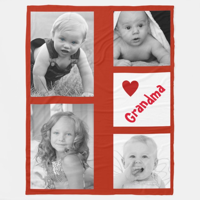 Red and White Photo Fleece Blanket (Front)